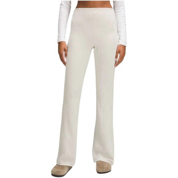 Lululemon Ribbed Softstreme Zip Flare Pants Bone Soft Knit High Rise Size 4 - Picture 13 of 13